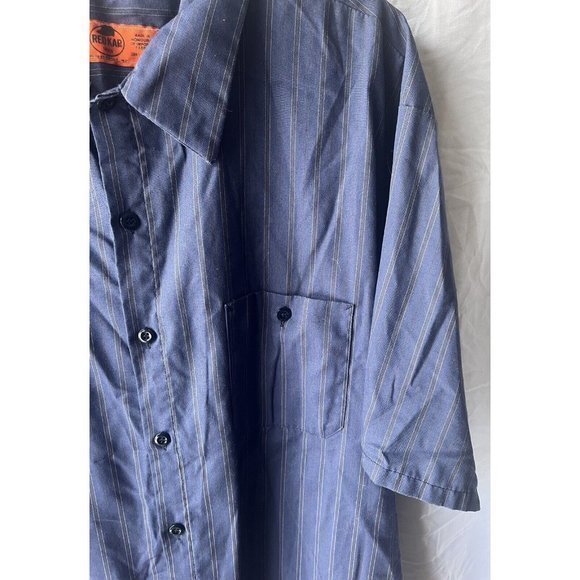 Red Kap‎ Striped Short Sleeve Button Front Work Shirt Men 3XL Vtg - Picture 2 of 5